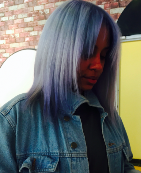 Denim blue hair ombre silver salon downtown nyc