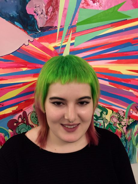 ash rose neon green hair color modern mullet west village nyc seagull hair salon