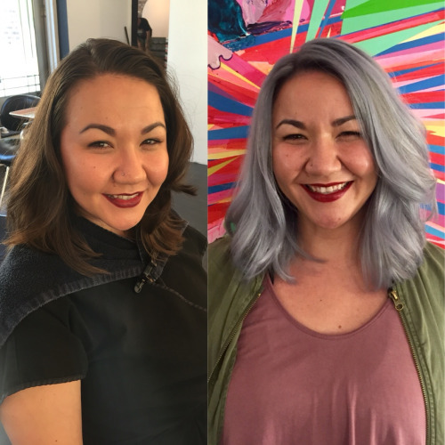 before and after transformation double process hair color downtown nyc