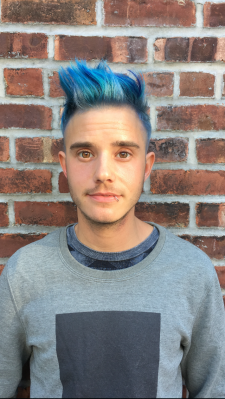 Blue hair highlights color cute boy nyc salon