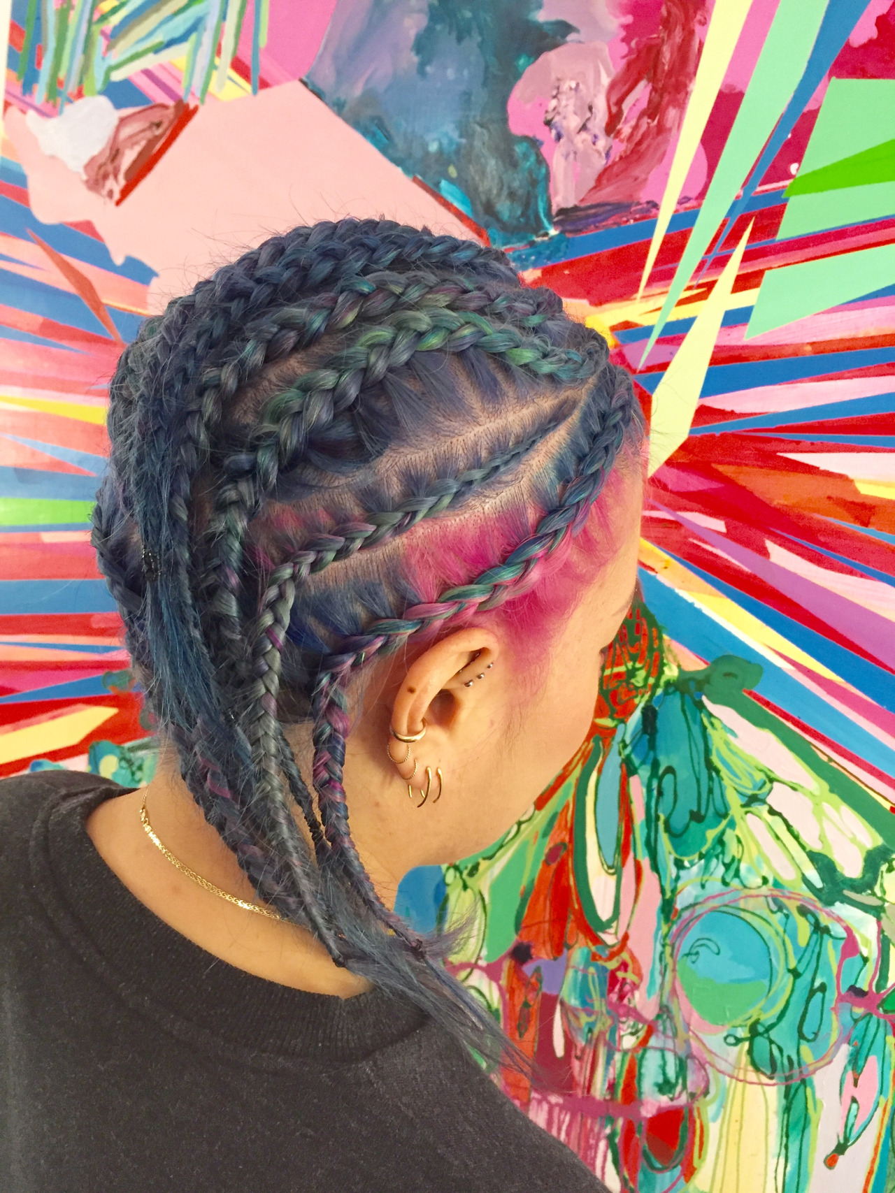 multi color braids hair color creative nyc salon
