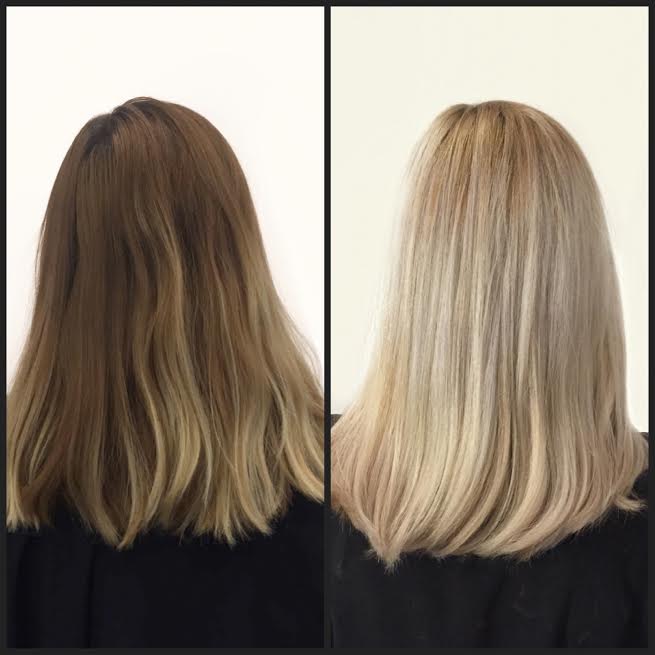 double process before and after hair color salon nyc