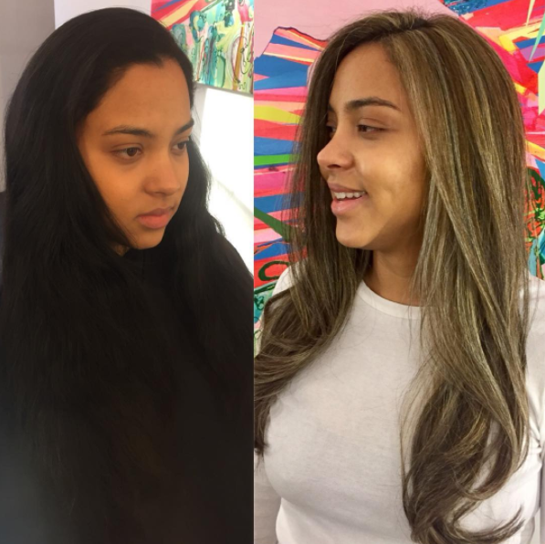 before after balayage brunette hair color salon downtown nyc